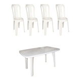 Conjunto Mesa Retangular E 4 Cadeiras Bistro Branco Kit 10cj