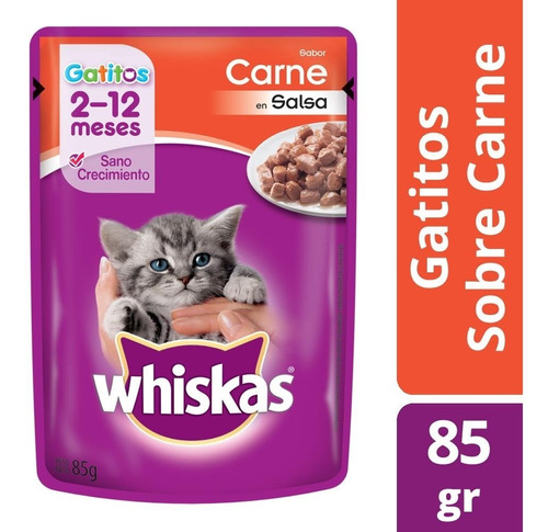 Whiskas Alimento Húmedo Gato Cachorro Carne Sobre 12un