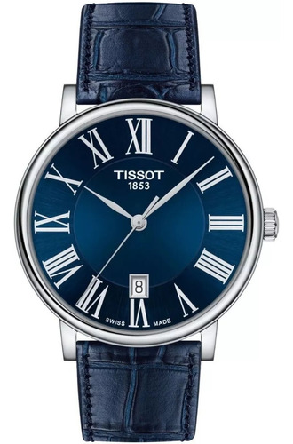Reloj Tissot Carson Premium T122.410.16.043.00 /marisio Color De La Correa Azul Color Del Bisel Plateado Color Del Fondo Azul