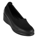 Zapato Confort Cuña Mujer Negro Textil Stfashion 16803902