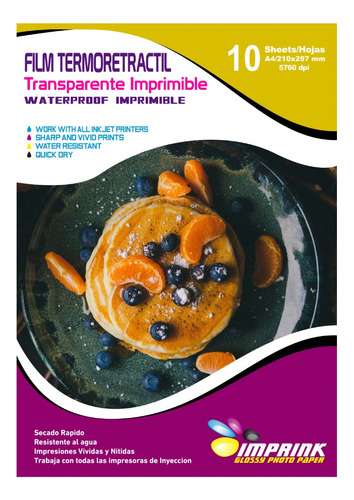 Papel Termoretractil Transparente Imprimible A4/10 Hojas