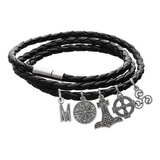 Pulsera Vikingo Dije Cruz Celta Triskele Martillo Thor Letra