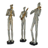 Kit Decorativo Trio  Baixista Saxofonista E Violinista
