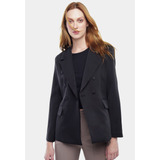 Blazer Feminino Alfaiataria Longo Sob Preto