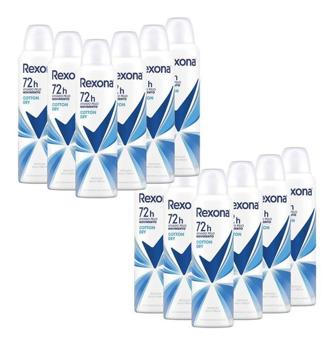 Kit 12 Desodorante Rexona Motionsense Cotton Dry 150ml