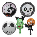 Combo Globos Feliz Cumple Deco Halloween Calavera