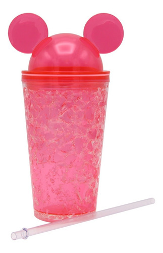 Vaso Con Bombilla Diseño Minnie / Mickey Con Orejas Gd