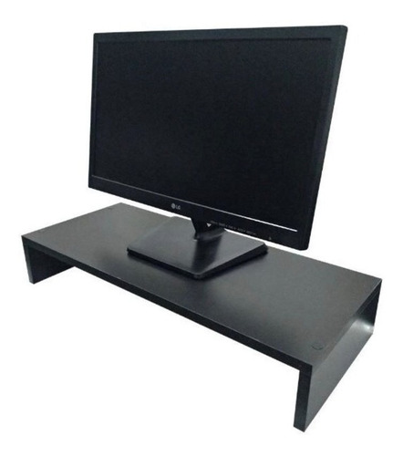 Suporte Monitor Mesa Em Madeira Mdf  60 Cm Preto