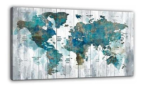 Mapa Del Mundo Abstracto Arte De Pared De Lona Sala De ...