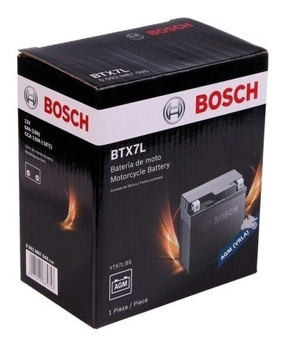 Bateria Bosch Btx7l 12v 6ah Agm Yamaha Cryton 110 / Xtz 250