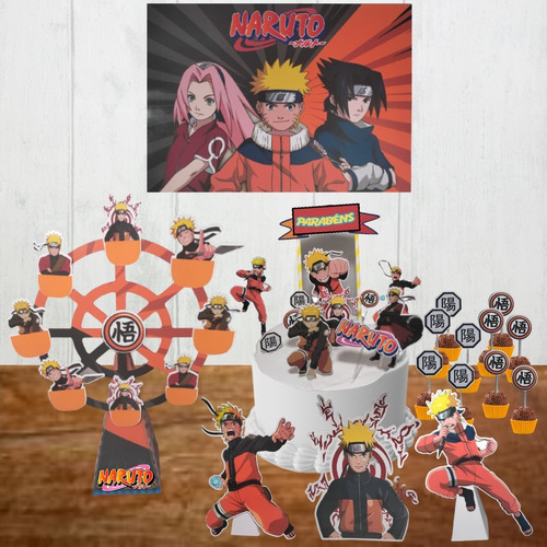 Kit Só Um Bolinho Naruto Festa Decoração Niver Alta Qualidad