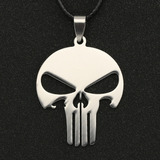 Collar Colgante The Punisher Acero Cordon Cuero Importado