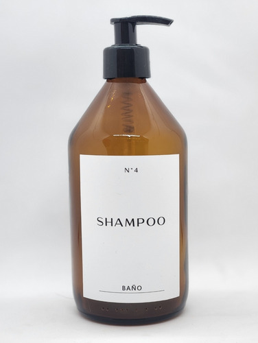 2 Envase Vidrio Ambar Etiqueta Shampoo Con Valvula Importada