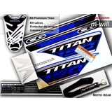 Calcos Honda Titan 150  Azul 2019 + Protector + Llavero