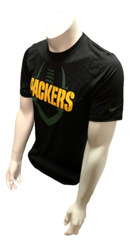 Nike Dri Fit Men's Green Bay Packers Black Short Sleeve  Eep