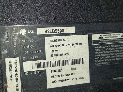 Televisor LG 42lb5500 En Desarme Venta Solo Pieza X Pieza 