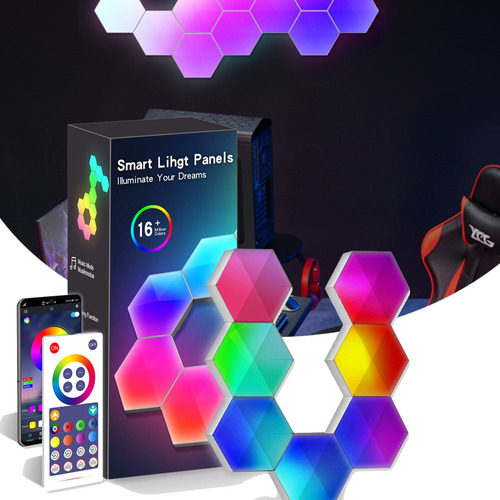 Paneles Hexagonales De Luces Led Con Control Por App, 10 Pzs