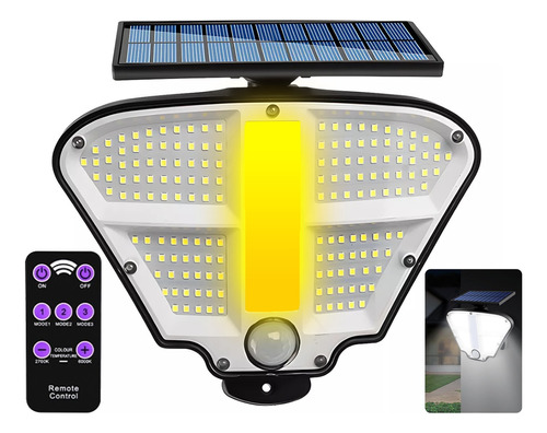 Lámpara Solar 160 Led Exteriores De Pared Sensor 3 Modos