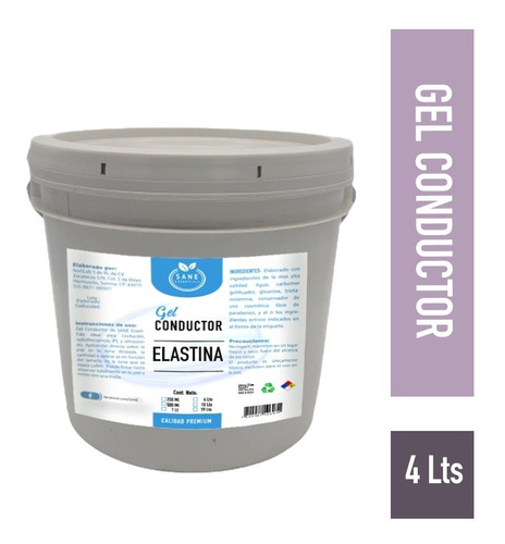 Gel Conductor Con Elastina Facial Y Corporal 4 Litros Sane 