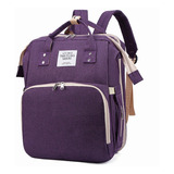 Mochila Panalera Cuna Impermeable Multifunción Bebe Viaje Color Violeta