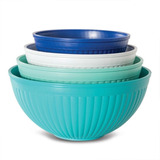 Bowls Mezcladores Ensaladeras Pack X 4 Nordic Ware Color Azul Marino