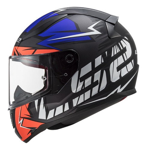 Casco Ls2 Rapid Cromo Azul Naranja Fluo Mate Ff353