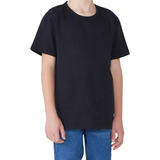 Camiseta Infantil Masculina Manga Curta Camisa Básica Lisa