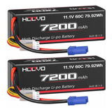 2 Baterias Lipo Hoovo 11.1v 60c 7200mah 3s Hard Case Con Ec5