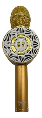 Microfone Tomate Mt-1035 Karaoke Omnidirecional Cor Dourado