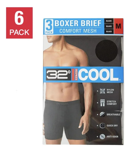 Boxer 32 Degrees Hombre 6 Pack Mesh Premium 100% Original