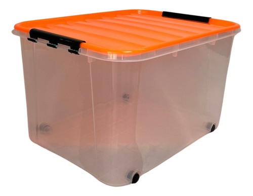 Caja Con Tapa Y Ruedas 60 Litros De Almacenamiento Buhogar