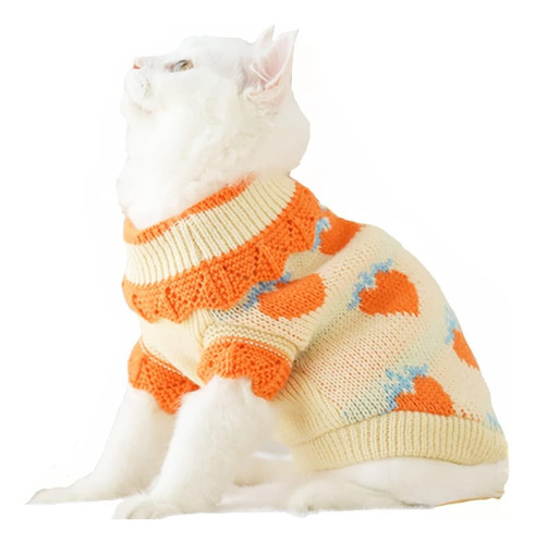 Suave Suéter Para Gato Mediano De Otoño E Invierno Naranja