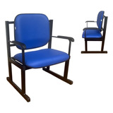 Cadeira P/ Obeso Azul Reforçada Com Braços Suporta Até 250kg