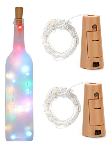 5 Tiras Corchos Con Luces Led Botella Decoración Multicolor