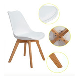 Silla Tulip Madera Y Asiento Alcolchado Escandinava Moderna