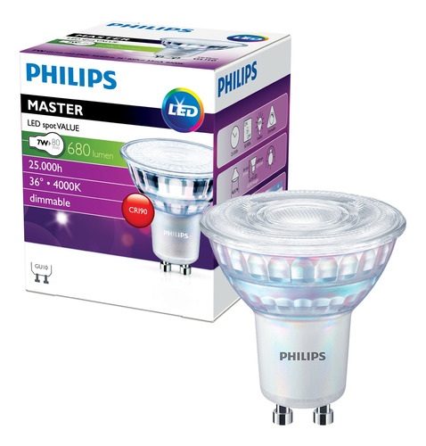 Ampolleta Master Led Spot 7w Gu10 Luz Fria Dimeable