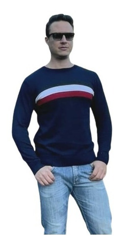 Suéter Tricot Masculino Listras No Peito