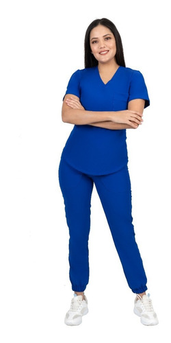 Uniforme Quirurgico Jogger Mujer Antifluidos Azul Rey 