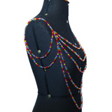 Top Body Chain Miçanga Acessório De Corpo Carnaval Colorido