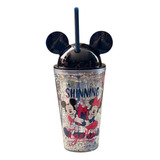 Vaso Con Orejas De Mickey Y Minnie Popote Glitter Disney