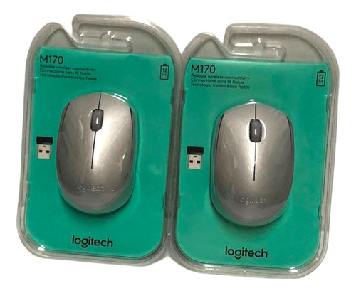 Pack Kit 2 Mouse Logitech M170 Plateado Inalambrico