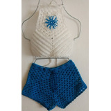 Conjunto Top Con Shorts Tejido 