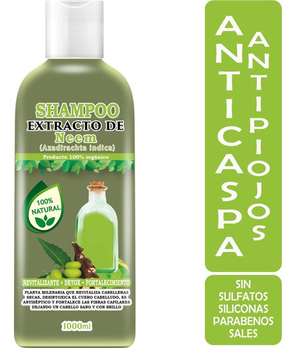 Shampoo De Neem 1 Litro, Cabello Sano Y Fuerte. 