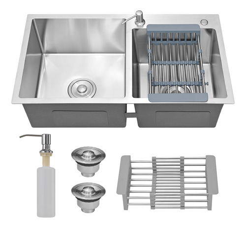 Cuba Cozinha Gourmet Pia Aço Inox Dupla Quadrada Acessórios