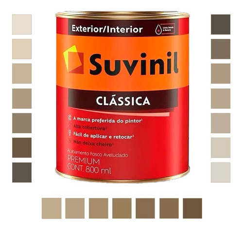 Tinta Clássica Premium Fosco 800ml Cores Neutras 2 - Suvinil