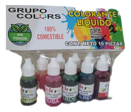 Pintura Colorante Vegetal Comestible 10 Colores