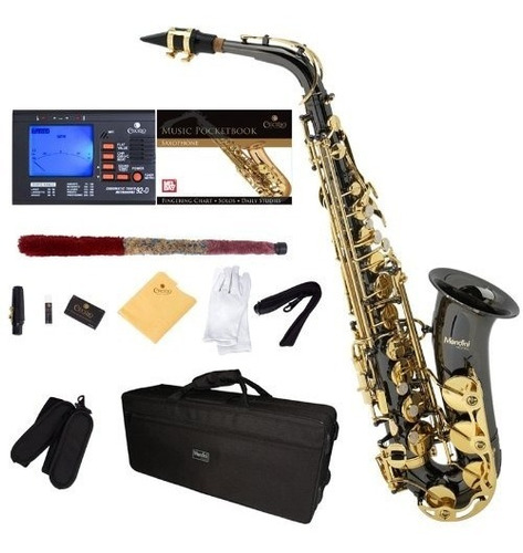 Saxofon Alto Negro/oro Mendini Con Funda Y Accesorios (xmp)