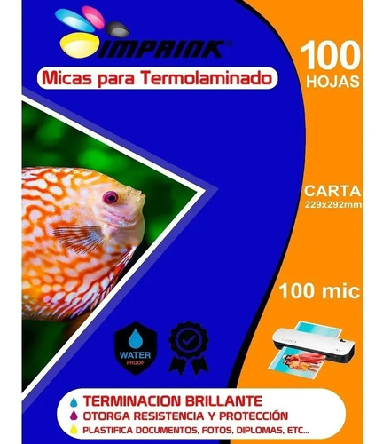 100 Micas Termolaminadora Plastificadora Carta 100mic