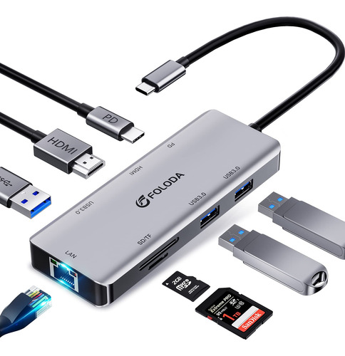 Hub Usb C Hdmi 4k A 60 Hz, Adaptador Usb C Ethernet Multipue