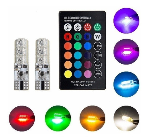 Led De Posicion T10 Rgb 12v Con Control Remoto X2 